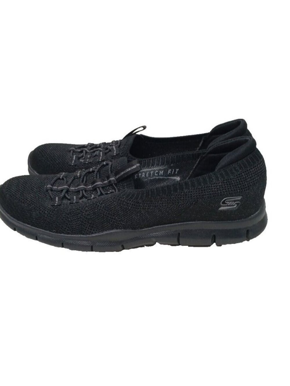 Skechers Stretch Fit AIR COOLED MEMORY FOAM Black Womens Shoes Sz 7 EUR 37 #4-2 - Picture 3 of 12